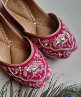 Pink Silver Embroidered Ladies juti - TodoCart